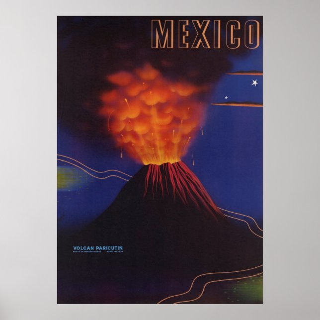 Vintages Mexiko - Reise zum Vulkan Paris Poster (Vorne)