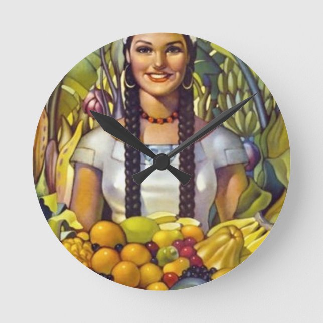 Vintages Mexiko Reisewerbung Runde Wanduhr (Vorderseite)