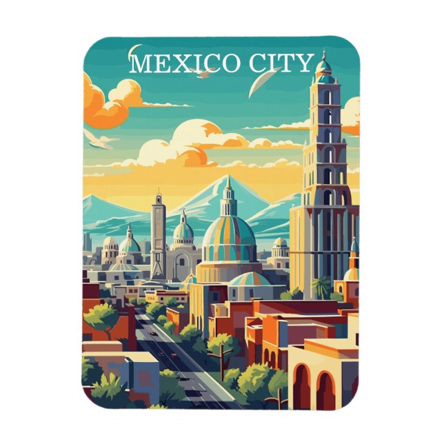 Vintages Mexiko-Stadt Mexiko Reise Souvenir Magnet (Vertikal)