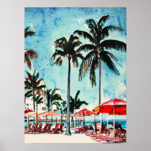 Vintages Miami Fl Aquarellbild Poster