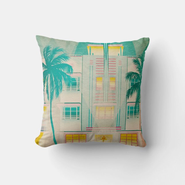 Vintages Miami, Ocean Drive Throw Kissen (Vorderseite)
