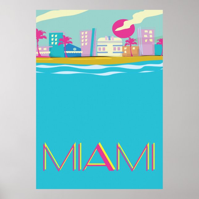 Vintages Miami Travel Poster der 1980er Jahre (Vorne)