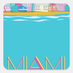 Vintages Miami Travel Poster der 1980er Jahre Quadratischer Aufkleber