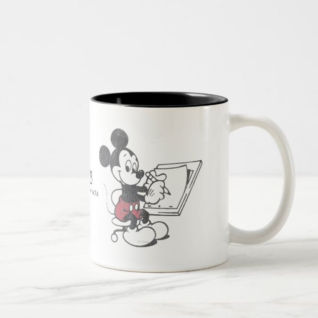Vintages Mickey-Sketch Zweifarbige Tasse (Rechts)