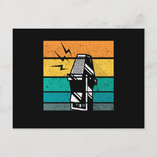 Vintages Mikrofon Retro Sängerin Karaoke Mic Gesch Postkarte