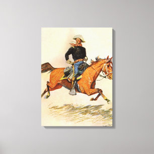 Vintages Militär, eine Kavallerie befehligt durch Leinwanddruck