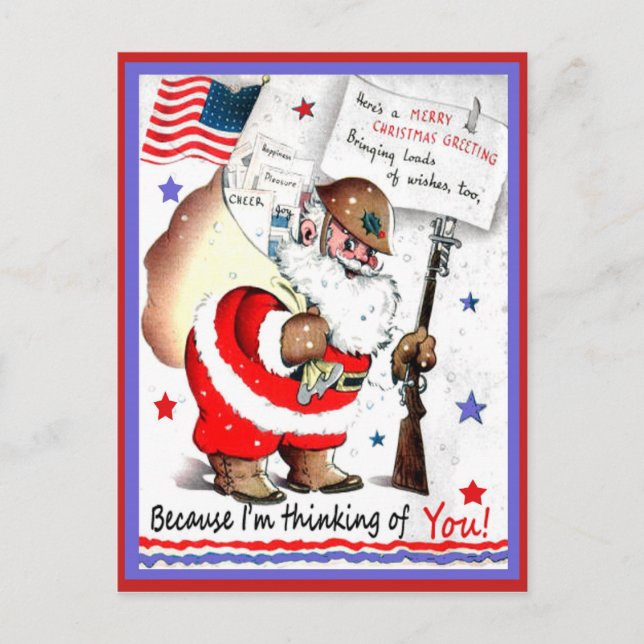 Vintages Militär frohe Weihnachts-Postkarte Feiertagspostkarte (Vorderseite)