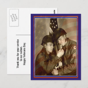 Vintages militärisches Foto Vielen Dank Veteranen Postkarte