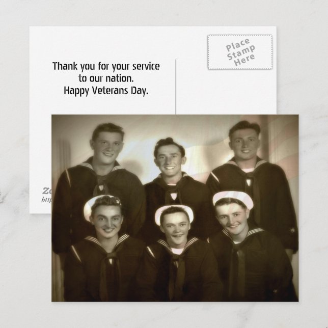 Vintages militärisches Foto Vielen Dank Veteranen  Postkarte (Vorne/Hinten)