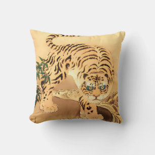 Vintages Minhwa Tiger durch Stream Kissen