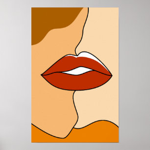 Vintages Minimalistisches Kissenpaar Abstrakt Poster