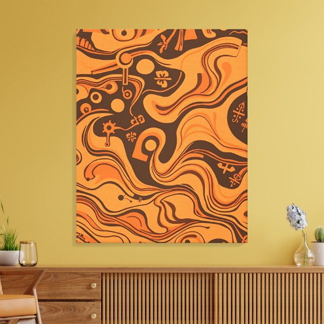 Vintages Minimalistisches Psychedelisches Muster Leinwanddruck (Insitu (Wohnzimmer))