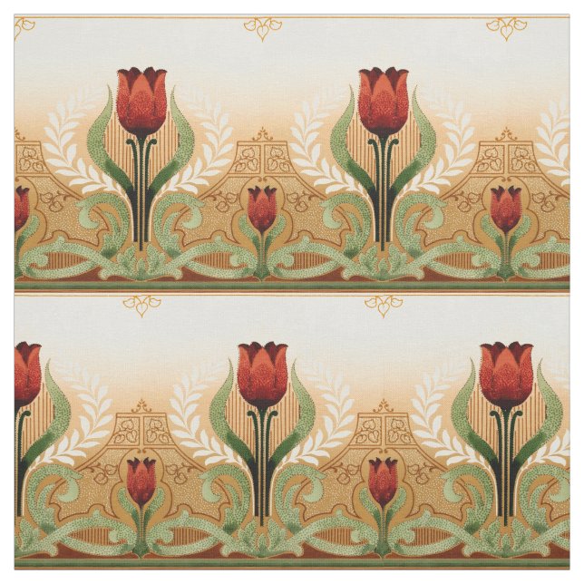 Vintages Mission Style Red Tulip Muster Stoff (Muster)