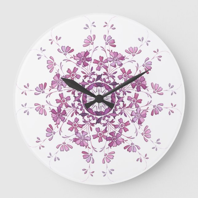 Vintages mit Blumenelement Große Wanduhr (Vorderseite)