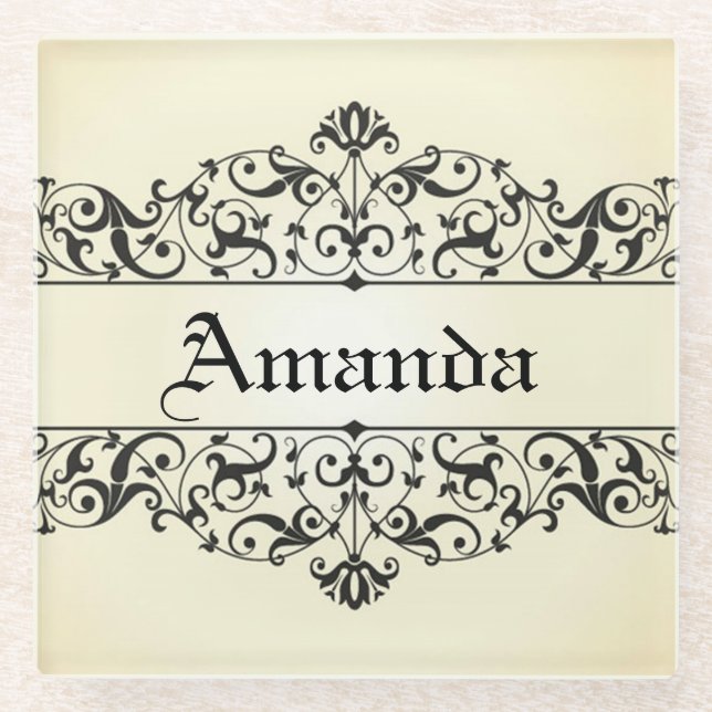 Vintages mit Blumenpersonalisiertes Glasuntersetzer (Vorderseite)