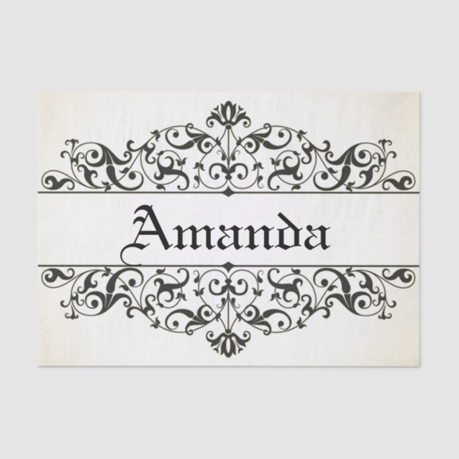 Vintages mit Blumenpersonalisiertes Seidenpapier (Vorderseite)