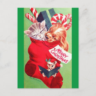Vintages Mittelalter Schönes Baby Puppy Kitten Postkarte