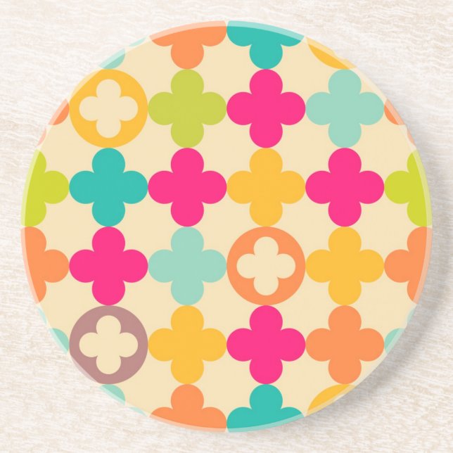 Vintages mittelalterliches Rosettenmuster Sandstein Untersetzer (Vorne)