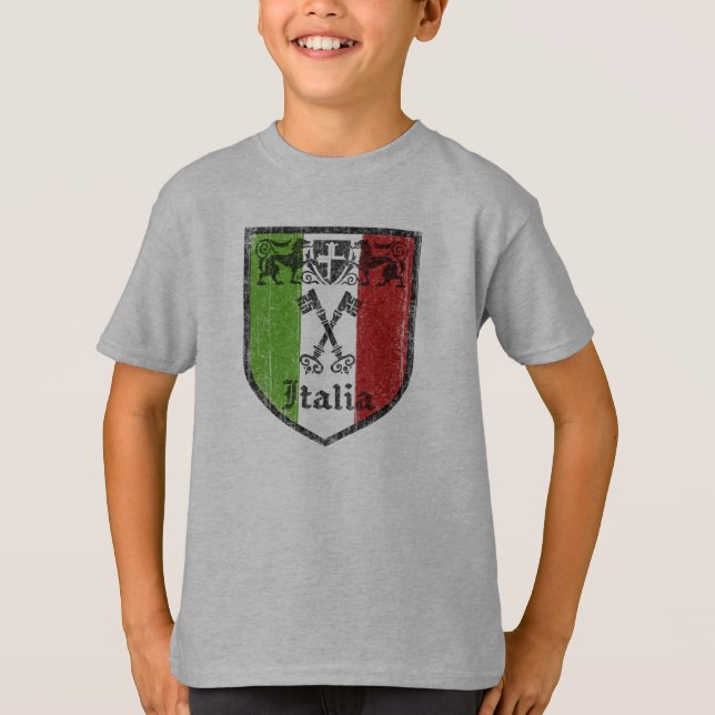 Vintages mittelalterliches Wappen Italiens scherzt T-Shirt (Vorderseite)