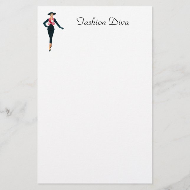 Vintages Mode-Diva-Briefpapier Briefpapier (Vorderseite)