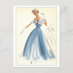 Vintages Modedesign für Abend Gown Postkarte