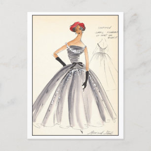 Vintages Modedesign für Abend-Kronen-Postkarte Postkarte