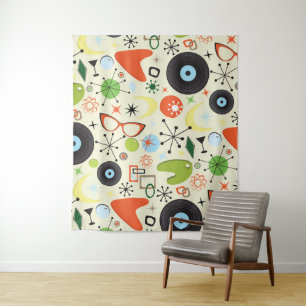 Vintages Modedesign-Party der 50er Jahre Wandteppich