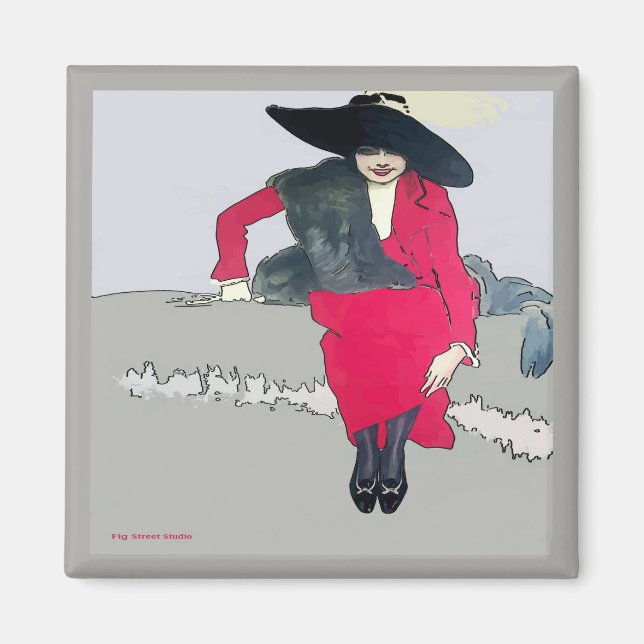 Vintages Modeposter, Text hinzufügen Magnet (Vorne)