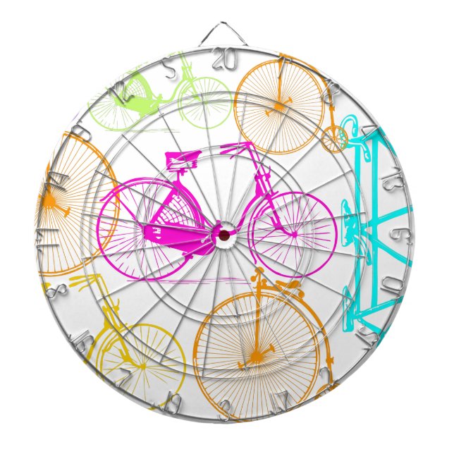 Vintages modernes Bikemodell leuchtendes Neonmuste Dartscheibe (vorne)