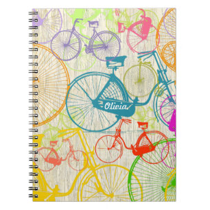 Vintages modernes Bikemodell leuchtendes Neonmuste Notizblock