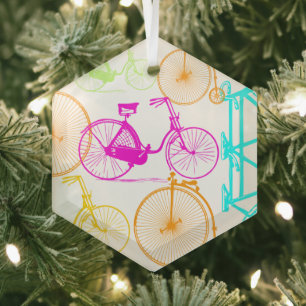 Vintages modernes Bikemodell leuchtendes Neonmuste Ornament Aus Glas