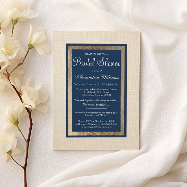 Vintages modernes ivorisches Brautparty Einladung (Vintage Modern Ivory Navy Floral Bridal Shower)