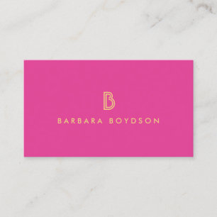 VINTAGES MODERNES PINK- UND GOLD-INITIALMONOGRAM-L VISITENKARTE