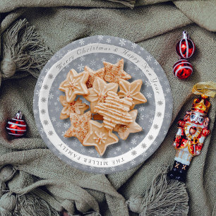 Vintages, modernes Schneeflockenmuster Pappteller