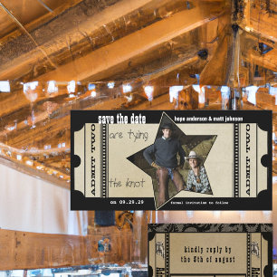 Vintages modernes Theaterticket Save the Date