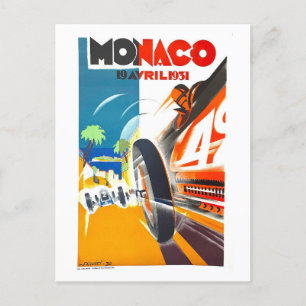 Vintages Monaco Auto Race Travel Poster Postkarte