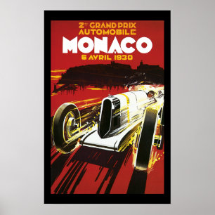 Vintages Monaco-Auto-Straßen-Rennen-Plakat Poster