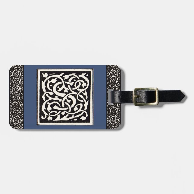 Vintages Monogram S Art Nouveau Gepäckanhänger (Vorderseite horizontal)