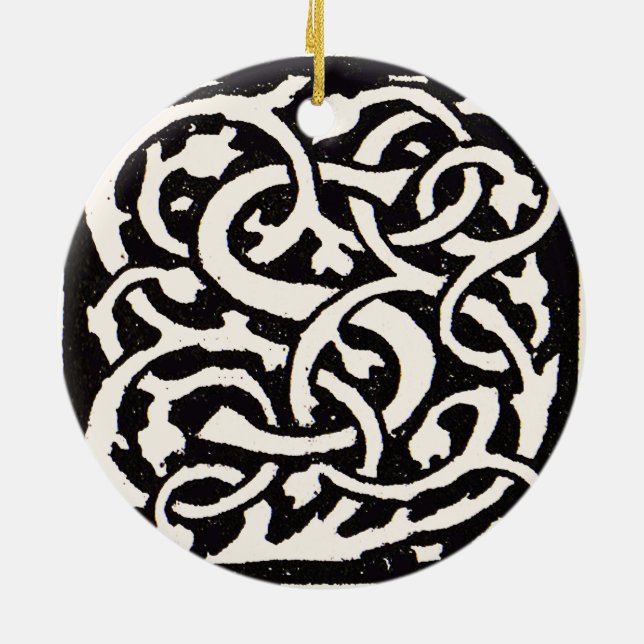 Vintages Monogram S Art Nouveau Keramik Ornament (Hinten)