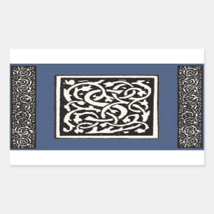 Vintages Monogram S Art Nouveau Rechteckiger Aufkleber
