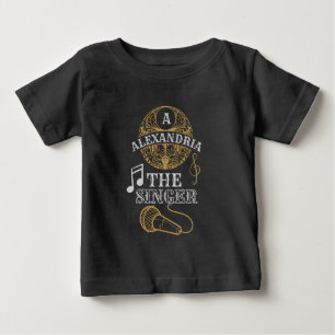 Vintages Monogram-Sänger-lustiges Musikmikrofon Baby T-shirt