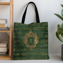 Vintages Monogram Wappen Music Manuskript Green Go