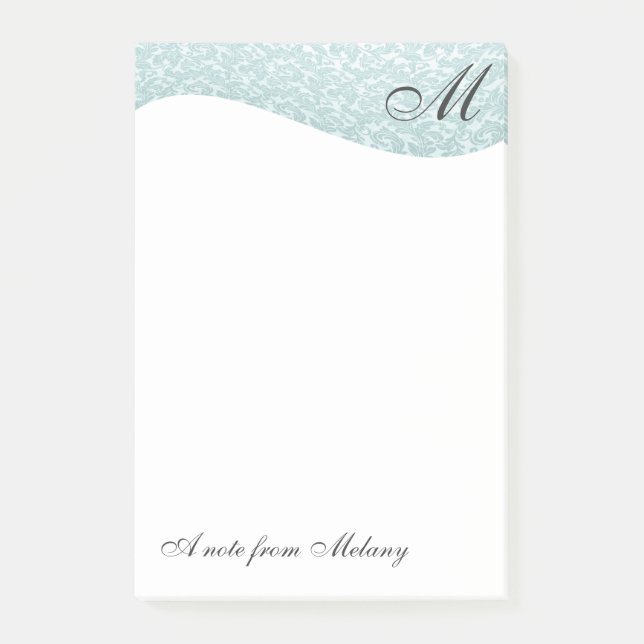 Vintages Monogramm aus modernem Damast Post-it Klebezettel (Vorderseite)