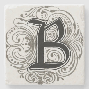 Vintages Monogramm "B" in Grau Steinuntersetzer
