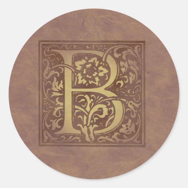 Vintages Monogramm B Runder Aufkleber (Vorderseite)
