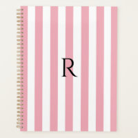 Vintages Monogramm Baby Rosa und weiße Streifen St