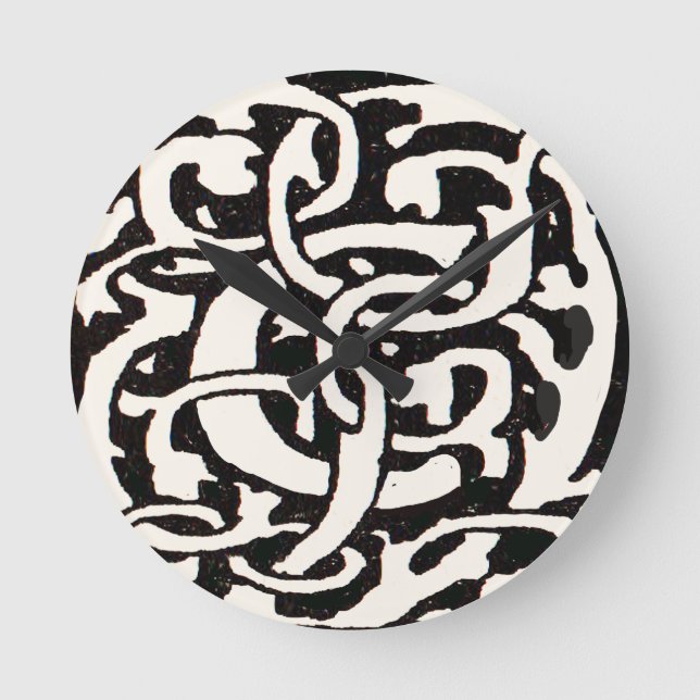 Vintages Monogramm C Art Nouveau Letter Runde Wanduhr (Vorderseite)