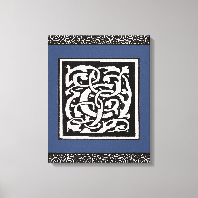 Vintages Monogramm C Jugendstil Leinwanddruck (Vorderseite)