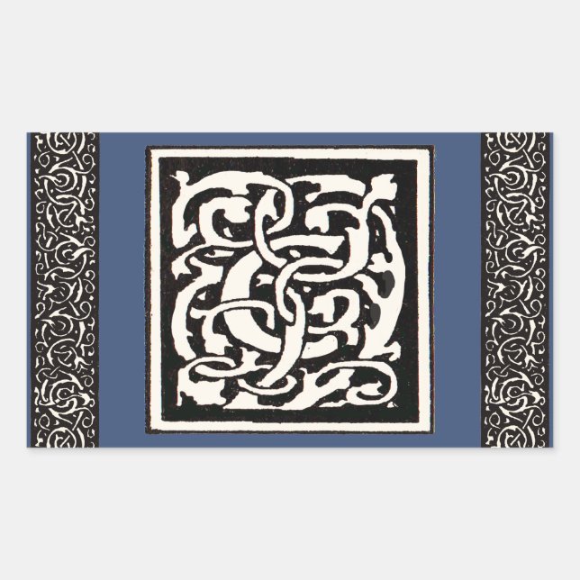 Vintages Monogramm C Jugendstil Rechteckiger Aufkleber (Vorderseite)