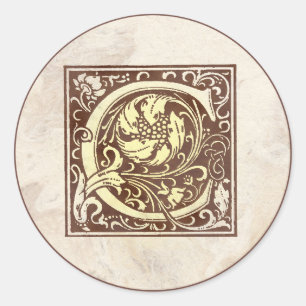 Vintages Monogramm C Runder Aufkleber